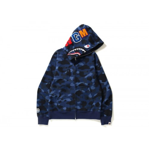 BAPE Color Camo Shark Full Zip Hoodie Navy