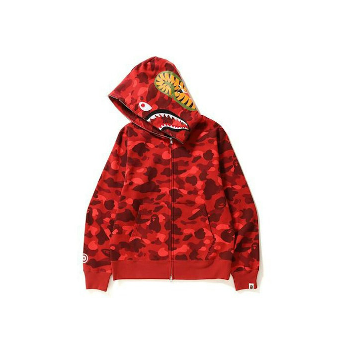 Худи BAPE Color Camo Shark Full Zip (SS21) Hoodie Red Худи BAPE Color Camo Shark Full Zip (SS21) Hoodie Red