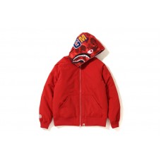 BAPE Color Camo Shark Hoodie Down Jacket Red
