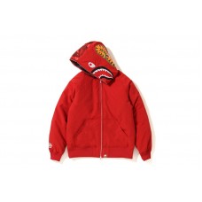 BAPE Color Camo Shark Hoodie Down Jacket Red