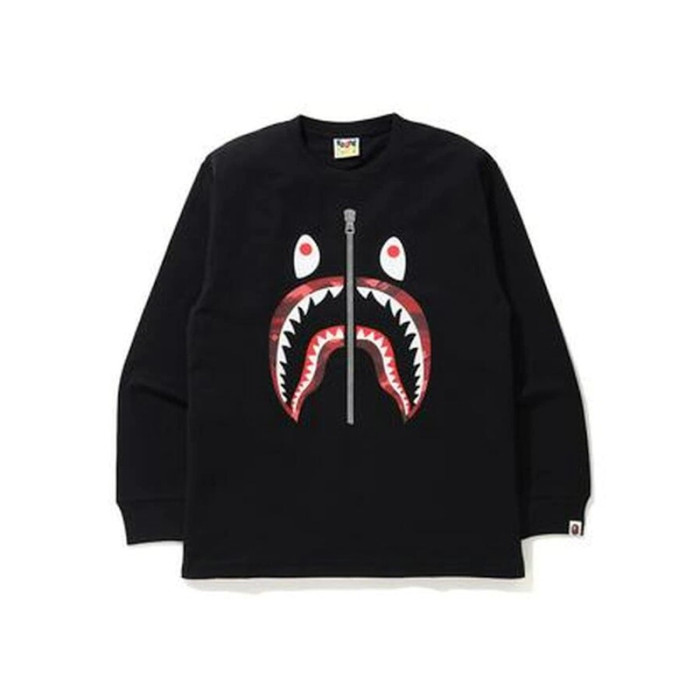 BAPE Color Camo Shark L/S Tee Black/Red
