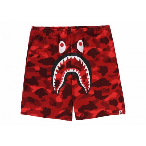 BAPE Color Camo Shark Sweat Shorts (SS24) Red