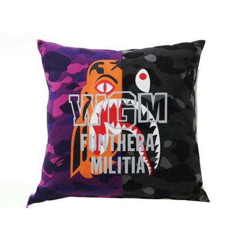BAPE Color Camo Tiger Shark Half Square Cushion Purple