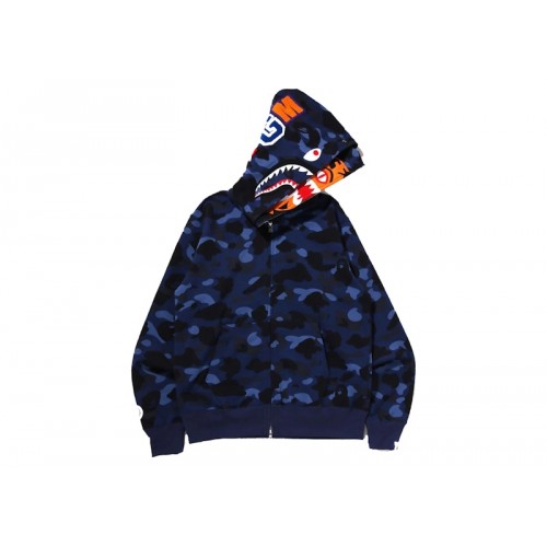 BAPE Color Camo Tiger Shark Wide Full Zip Double Hoodie (SS22) Navy BAPE Color Camo Tiger Shark Wide Full Zip Double Hoodie (SS22) Navy