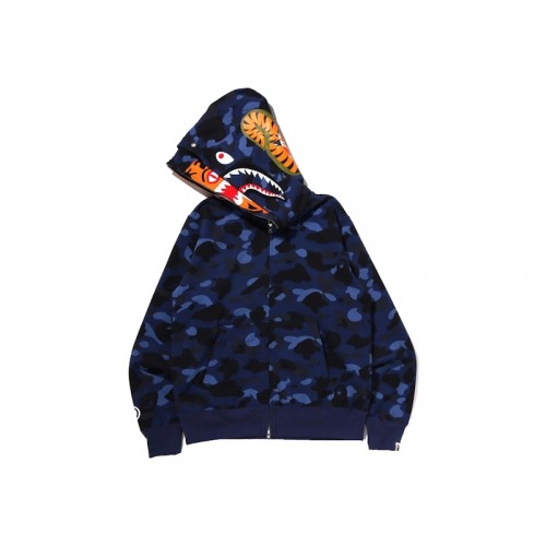 BAPE Color Camo Tiger Shark Wide Full Zip Double Hoodie (SS22) Navy BAPE Color Camo Tiger Shark Wide Full Zip Double Hoodie (SS22) Navy