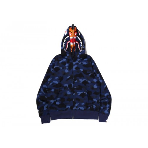 BAPE Color Camo Tiger Shark Wide Full Zip Double Hoodie (SS22) Navy BAPE Color Camo Tiger Shark Wide Full Zip Double Hoodie (SS22) Navy
