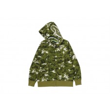 BAPE Multi Pixel Camo Shark Regular Fit Full Zip Hoodie Green/Olive/White