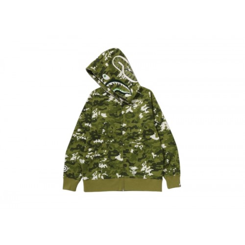 BAPE Multi Pixel Camo Shark Regular Fit Full Zip Hoodie Green/Olive/White