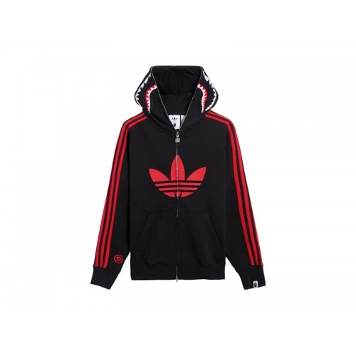 BAPE x adidas Shark Fleece Full Zip Hoodie Black BAPE x adidas Shark Fleece Full Zip Hoodie Black