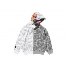 BAPE x CLOT Camo Split Relaxed Fit Shark Full Zip Hoodie Gray