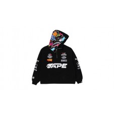 BAPE x F1LVMulti Logo Shark Relaxed Fit Half Zip Hoodie Black