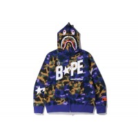 BAPE x Heron Preston Mix 1st Camo Shark Relaxed Fit Full Zip Hoodie Purple