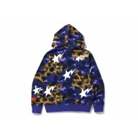 BAPE x Heron Preston Mix 1st Camo Shark Relaxed Fit Full Zip Hoodie Purple