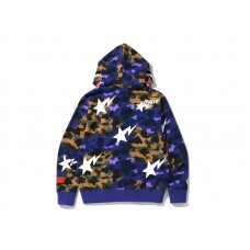 BAPE x Heron Preston Mix 1st Camo Shark Relaxed Fit Full Zip Hoodie Purple