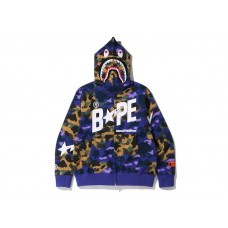 BAPE x Heron Preston Mix 1st Camo Shark Relaxed Fit Full Zip Hoodie Purple
