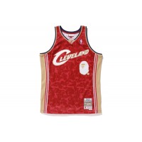 BAPE x Mitchell & Ness Cavs ABC Basketball Swingman Jersey Burgundy