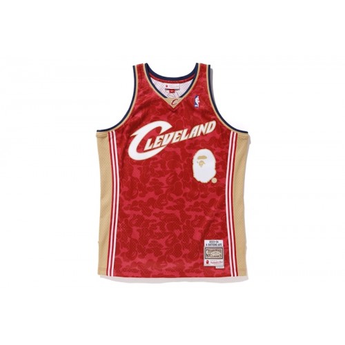 BAPE x Mitchell & Ness Cavs ABC Basketball Swingman Jersey Burgundy