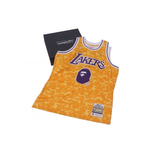 BAPE x Mitchell & Ness Lakers ABC Basketball Authentic Jersey Yellow BAPE x Mitchell & Ness Lakers ABC Basketball Authentic Jersey Yellow
