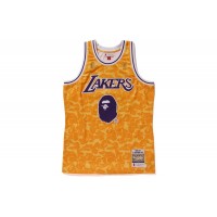 BAPE x Mitchell & Ness Lakers ABC Basketball Authentic Jersey Yellow