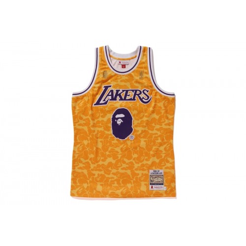 BAPE x Mitchell & Ness Lakers ABC Basketball Authentic Jersey Yellow BAPE x Mitchell & Ness Lakers ABC Basketball Authentic Jersey Yellow