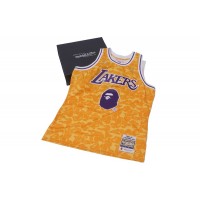BAPE x Mitchell & Ness Lakers ABC Basketball Authentic Jersey Yellow