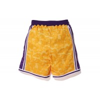 BAPE x Mitchell & Ness Lakers ABC Basketball Authentic Shorts Yellow