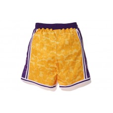 BAPE x Mitchell & Ness Lakers ABC Basketball Authentic Shorts Yellow