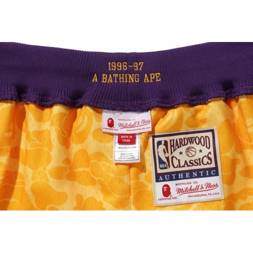 BAPE x Mitchell & Ness Lakers ABC Basketball Authentic Shorts Yellow BAPE x Mitchell & Ness Lakers ABC Basketball Authentic Shorts Yellow