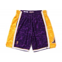 BAPE x Mitchell & Ness Los Angeles Lakers Shorts Purple