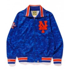 BAPE x Mitchell & Ness Mets Jacket Blue