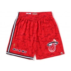 BAPE x Mitchell & Ness Miami Heat Shorts Red