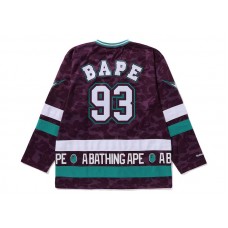 BAPE x Mitchell & Ness NHL Anaheim Ducks Mesh Hockey Jersey L/S Tee Purple