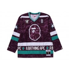 BAPE x Mitchell & Ness NHL Anaheim Ducks Mesh Hockey Jersey L/S Tee Purple