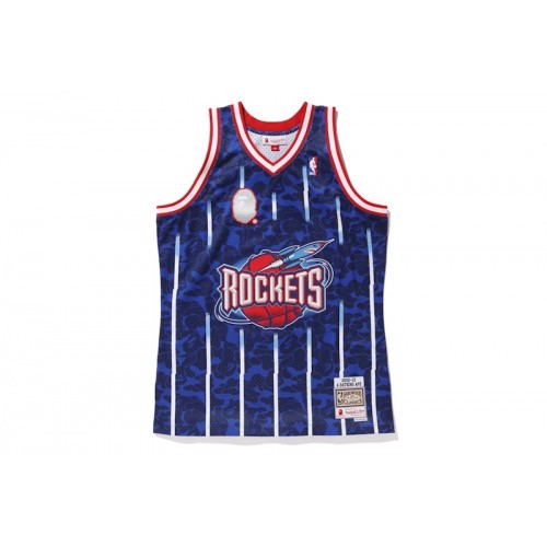 BAPE x Mitchell & Ness Rockets ABC Basketball Swingman Jersey Navy
