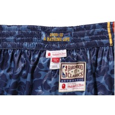 BAPE x Mitchell & Ness Warriors ABC Basketball Authentic Shorts Navy