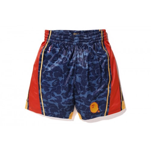 BAPE x Mitchell & Ness Warriors ABC Basketball Authentic Shorts Navy