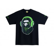 BAPE x Razer NEon Camo Ape Head Tee Black Green