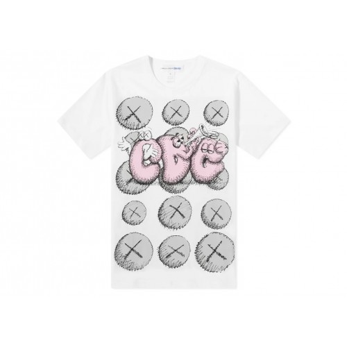 Оригинальный шмот CDG Shirt x KAWS T-shirt White/Pink/Grey - 70см