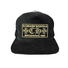 Chrome Hearts CH Hollywood Corduroy Trucker Hat Black/Gold