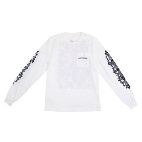 Оригинальный шмот Chrome Hearts Eye Chart Dagger Longsleeve T-shirt White/Pink
