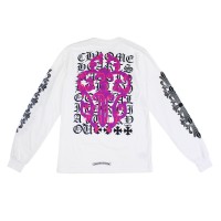 Chrome Hearts Eye Chart Dagger Longsleeve T-shirt White/Pink