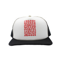 Chrome Hearts Eyechart Trucker Hat Black/White/Red