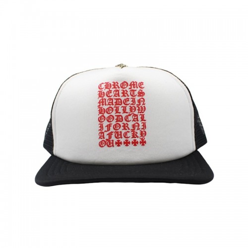 Chrome Hearts Eyechart Trucker Hat Black/White/Red