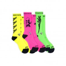 Chrome Hearts Foti Socks (3 pack) Neon Pink/Yellow/Green