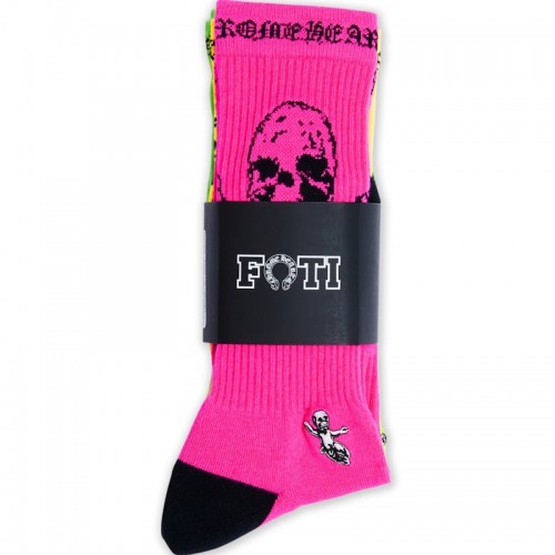 Chrome Hearts Foti Socks (3 pack) Neon Pink/Yellow/Green