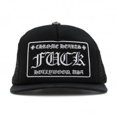 Chrome Hearts FUCK Hollywood Trucker Hat Black/Black