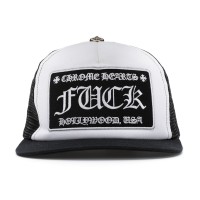 Chrome Hearts FUCK Hollywood Trucker Hat Black/White