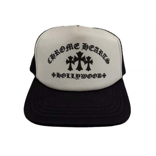 Chrome Hearts Hollywood Cross King Taco Trucker Cap Black/White