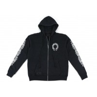 Chrome Hearts Horseshoe Floral Cross Sleeve Zip Up Hoodie Black/White