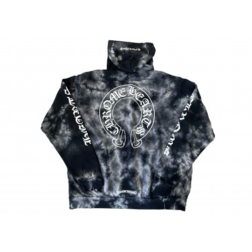 Оригинальный шмот Chrome Hearts Horseshoe Hoodie Black Tie Dye